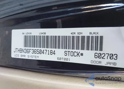 2006 Lexus Ls 430 z USA, uszkodzony, nr VIN JTHBN36F365047184